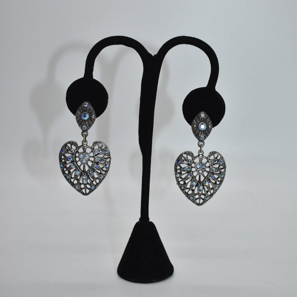 Banana Bob Swarovski Crystal Fillagree Heart Earrings